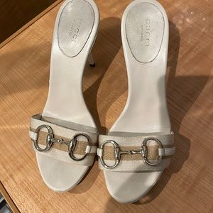 Women’s Ivory Gucci sandal heel size 8